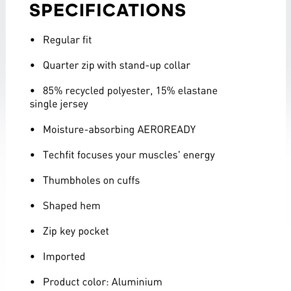 NWT ADIDAS Techfit Aeroready Warm Quarter-Zip Training Top - Picture 6 of 8